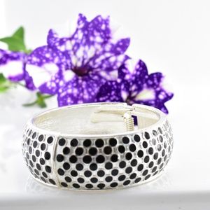 Silver and Black Clamping Bangle Bracelet